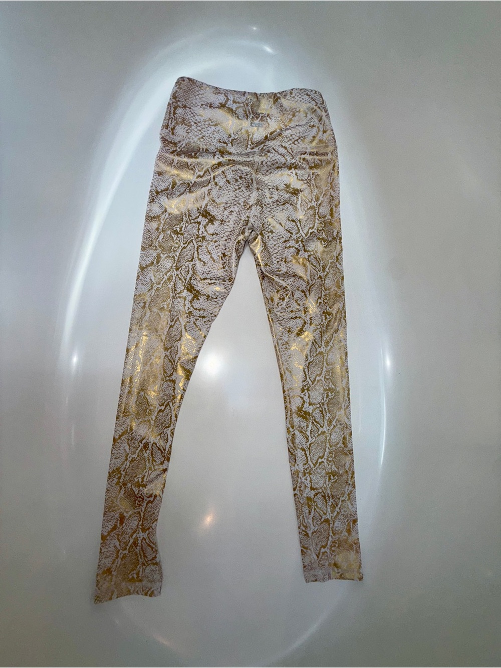 Women’s Metallic Snake Print High-Rise Leggings Luxe Activewear Size Small
